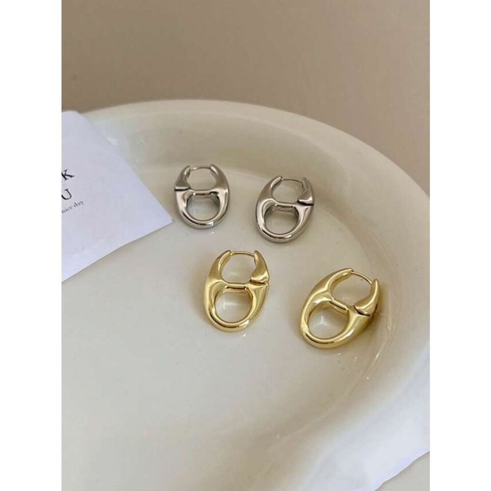 Classic Link Drop Hoop Earrings - Gold R 434